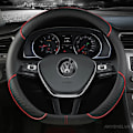 Miniatyrbild 2 av 6: Rattöverdrag i PU-läder för VW Sharan Passat Caddy Touran Tiguan Golf Polo Teramont Atlas T-Roc T-Cross (38cm) CD38CM