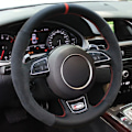 Miniatyrbild 2 av 6: Rattskinnsöverdrag för ratt till Audi A1 A3 A4 2015-2016 A7 2012-2018 S7 2013-2018 RS7 2014-2015 i mockaläder, biltillbehör Style 3