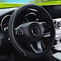 Miniatyrbild 1 av 6: Rattstyrningsöverdrag flätad på rattöverdraget cubre auto bilrattöverdrag biltillbehör rattöverdrag black green