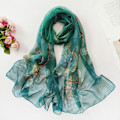 Miniatyrbild 3 av 4: Qis-237 Dam Gradient Blomma Georgette Sjal Elegant Bandana Sjal Hijab Solskydd