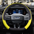 Miniatyrbild 1 av 6: För Ford Mondeo MK5 V 2022 2023 Dermay Bilrattstyrningshölje 9 Färger PU Läder Halkskyddande Biltillbehör Snabb D shape Yellow