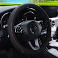 Miniatyrbild 1 av 6: Rattstyrningsöverdrag flätad på rattöverdraget cubre auto bilrattöverdrag biltillbehör rattöverdrag black orange