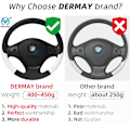 Miniatyrbild 4 av 6: 100% Dermay Märkesläder Universal Bilrattstyrningsöverdrag 37cm-38cm Bilstyling Sport Auto Rattöverdrag Halkskydd Red