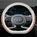 Miniatyrbild 3 av 6: Isilke + läder D-formad rattöverdrag för Hyundai Creta II 2021 2022 biltillbehör COFFEE