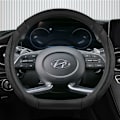 Miniatyrbild 6 av 6: Isilke + läder D-formad rattöverdrag för Hyundai Creta II 2021 2022 biltillbehör RED