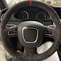 Miniatyrbild 1 av 6: Svart mockabands rattöverdrag för Audi A3 8P Sportback A4 B8 Avant A5 8T A6 C6 A8 D3 Q5 8R Q7 4L S3 S4 S5 Seat Exeo