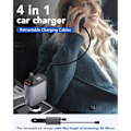 Miniatyrbild 3 av 4: Billaddare - Ospecificerad - 120W - 2 USB-portar - Infällbar kabel - Snabbladdning