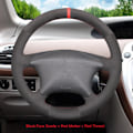 Miniatyrbild 1 av 6: Svart PU konstläder rattöverdrag för Citroen Xsara Picasso Berlingo 2001-2010 C5 2001-2006 Peugeot Partner 2003-2008 Faux Suede