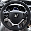 Miniatyrbild 2 av 6: DIY handsydd rattöverdrag i svart mikrofiberläder för Honda Civic Civic 9 2012-2015