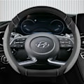 Miniatyrbild 1 av 6: Isilke + läder D-formad rattöverdrag för Hyundai Creta II 2021 2022 biltillbehör GREY