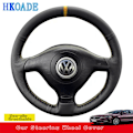 Miniatyrbild 1 av 6: Skräddarsydd mikrofiberläder rattöverdrag för Seat Leon MK1 Volkswagen VW Golf 4 IV Passat B5 Variant Polo Skoda Fabia 1