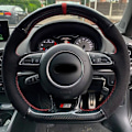 Miniatyrbild 1 av 6: Cardak svart mocka rattöverdrag rattfläta för Audi S3 A5 A7 RS7 S7 SQ5 S6 S5 RS5 S4 RS4 2012-2018 Style 3