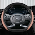 Miniatyrbild 4 av 6: Isilke + läder D-formad rattöverdrag för Hyundai Creta II 2021 2022 biltillbehör COFFEE