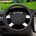 Miniatyrbild 2 av 4: Tillbehör trim äkta läder bil rattöverdrag för Ford Focus 2 C-Max Kuga 2005 2006 2007 2008 2009 2010 black line