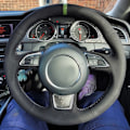 Miniatyrbild 4 av 6: Rattskinnsöverdrag för ratt till Audi A1 A3 A4 2015-2016 A7 2012-2018 S7 2013-2018 RS7 2014-2015 i mockaläder, biltillbehör Style 4