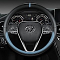 Miniatyrbild 5 av 6: Rattstyrningsöverdrag i läder 38cm för Toyota Corolla Avensis Yaris RAV4 Hilux Auris 2015 Camry CH-R 2021 Biltillbehör RED