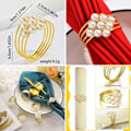 Miniatyrbild 2 av 4: Servettringar - Ospecificerad - Guldmetall - Set om 6 - Elegant Design - För Bröllop och Fester Gold