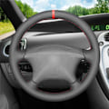 Miniatyrbild 1 av 6: Svart PU konstläder rattöverdrag för Citroen Xsara Picasso Berlingo 2001-2010 C5 2001-2006 Peugeot Partner 2003-2008 Red Marker
