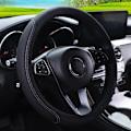 Miniatyrbild 1 av 6: Rattstyrningsöverdrag flätad på rattöverdraget cubre auto bilrattöverdrag biltillbehör rattöverdrag black grey