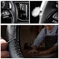 Miniatyrbild 4 av 6: DIY svart konstläder rattöverdrag för Skoda Octavia 2015-2019 Fabia Kodiaq Citigo Superb Scala