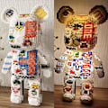 Miniatyrbild 3 av 6: Cartoon Mini Love Violent Bear Bearbrick Färgmodell med Ljus Byggstenar Mikro Diamant Klossar Barnleksaker Födelsedagspresentuppsättning MP6604