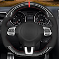 Miniatyrbild 2 av 6: Skräddarsydd rattöverdrag i svart mocka för Volkswagen Golf 6 GTI MK6 VW Polo GTI Scirocco R Passat CC R-Line 2010 Style 3