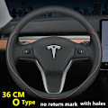 Miniatyrbild 1 av 6: Rattstyrningsöverdrag i äkta nappa-läder för Tesla Model 3 Y 2019 2020 2021, 4 årstider, 36-39 cm diameter, bilinteriörtillbehör 36 O NM WH