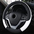 Miniatyrbild 1 av 6: 100% Dermay Märkesläder Universal Bilrattstyrningsöverdrag 37cm-38cm Bilstyling Sport Auto Rattöverdrag Halkskydd WHITE