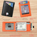 Miniatyrbild 2 av 4: Plånbok - Herr - Smal Läder - RFID-skydd - 12 Kortfack - Sedelklämma - Orange Orange