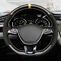 Miniatyrbild 2 av 6: Handsydd mjuk svart kolfiber svart mocka rattöverdrag för Volkswagen Golf 7 MK7 Passat B8 style 4