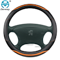 Miniatyrbild 1 av 6: Rattstyrningsöverdrag i mikrofiberläder + kolfiber för Peugeot Expert Traveller Tepee Van - Högkvalitativa biltillbehör O shape- Orange