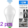 Miniatyrbild 1 av 4: Rörelsesensorlampa, Zanflare 12W E27 LED-lampa PIR Infraröd sensor, Auto På/Av (2-pack) cold white