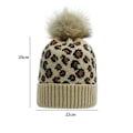 Miniatyrbild 2 av 4: Pompom-mössa för dam - Leopardtryck - Varm stickad ull - Skidaccessoar - Akrylfiber Brown