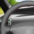 Miniatyrbild 5 av 6: Svart PU konstläder rattöverdrag för Citroen Xsara Picasso Berlingo 2001-2010 C5 2001-2006 Peugeot Partner 2003-2008 Red Marker
