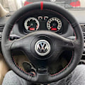 Miniatyrbild 2 av 6: Skräddarsydd mikrofiberläder rattöverdrag för Seat Leon MK1 Volkswagen VW Golf 4 IV Passat B5 Variant Polo Skoda Fabia 1