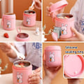 Miniatyrbild 4 av 4: Isolerad matbehållare - Rostfritt stål - 500 ml - Rosa (Kanin) - Läcksäker - Vikbar sked Rose (Rabbit)