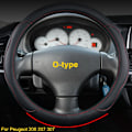 Miniatyrbild 2 av 6: Rattöverdrag för Peugeot 107 206 207 307 408 508 - Rund ratt Red Thread