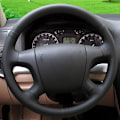 Miniatyrbild 2 av 6: Rattstyrningsöverdrag handsytt mjukt konstläder svart bilrattöverdrag för gammal skoda octavia skoda fabia