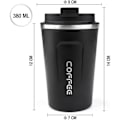 Miniatyrbild 2 av 4: Isolerad Mugg - Rostfritt Stål - 380 ml - Läcksäker - BPA-fri - Svart Black