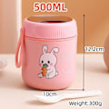 Miniatyrbild 2 av 4: Isolerad matbehållare - Rostfritt stål - 500 ml - Rosa (Kanin) - Läcksäker - Vikbar sked Rose (Rabbit)