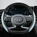 Miniatyrbild 1 av 6: Isilke + läder D-formad rattöverdrag för Hyundai Creta II 2021 2022 biltillbehör BLUE