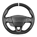 Miniatyrbild 2 av 6: Svart äkta läder mocka rattöverdrag biltillbehör för Ford Focus (RS | ST | ST-Line) 2015-2018 Kuga Ecosport
