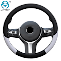 Miniatyrbild 2 av 6: 100% Dermay Märkesläder Universal Bilrattstyrningsöverdrag 37cm-38cm Bilstyling Sport Auto Rattöverdrag Halkskydd Red