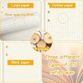 Miniatyrbild 3 av 4: A5 Ark, 120 Sidor Blankt Papper + Linjerat Papper + Prickat Papper, 6 Hål A5 Refill Papper Med 5 Avdelare