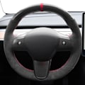 Miniatyrbild 2 av 6: Rattöverdrag i mockaläder för Tesla Model 3 2015-2021 Model Y 2019-2021 Style 13