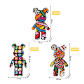 Miniatyrbild 5 av 6: Cartoon Mini Love Violent Bear Bearbrick Färgmodell med Ljus Byggstenar Mikro Diamant Klossar Barnleksaker Födelsedagspresentuppsättning MP6605