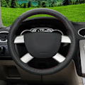 Miniatyrbild 1 av 4: Tillbehör trim äkta läder bil rattöverdrag för Ford Focus 2 C-Max Kuga 2005 2006 2007 2008 2009 2010 red line