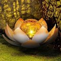 Miniatyrbild 2 av 4: Lotusblomma Sollampa, Solcellslampa Utomhus, Vattentät Led Spräckt Glob Glasblomma Lampa[H1812]