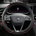 Miniatyrbild 5 av 6: Rattskinnsöverdrag i PU-läder för Seat Leon MK1 MK2 MK3 MK4 1999~2020 1M 1P 5F KL1 KL8 5F FR - Halksäker biltillbehör D shape Blue