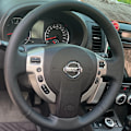 Miniatyrbild 1 av 6: DIY handsydd svart konstläder rattöverdrag för Nissan Qashqai 2007-2013 Rogue X-Trail biltillbehör